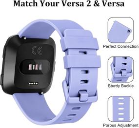 img 3 attached to 📲 5-Pack Sport Bands Compatible with Fitbit Versa 2, Versa, Versa Lite, Versa SE - Classic Soft Silicone Replacement Wristbands for Versa 2 Smartwatch - Small Size, 5-Pack D