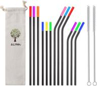 🥤 12-pack metal drinking straws with silicone covers – reusable black stainless steel straws for 30oz/20oz yeti/rtic tumblers | includes cleaning brush and carrying case logo