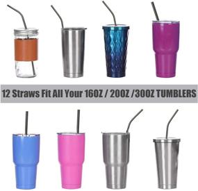 img 1 attached to 🥤 12-Pack Metal Drinking Straws with Silicone Covers – Reusable Black Stainless Steel Straws for 30oz/20oz Yeti/Rtic Tumblers | Includes Cleaning Brush and Carrying Case