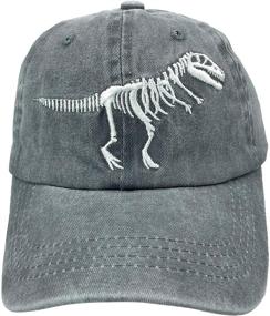 img 3 attached to 🧢 NVJUI JUFOPL Boys' Skull Dinosaur Hat: Vintage Washed Baseball Cap with Embroidered Design