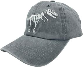 img 4 attached to 🧢 NVJUI JUFOPL Boys' Skull Dinosaur Hat: Vintage Washed Baseball Cap with Embroidered Design