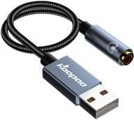 🎧 koopao usb to 3.5mm jack audio adapter, 2in1 external sound card, 3.5mm aux to usb audio jack adapter support ctia omtp headphone trrs for pc windows 10 ps4 laptop mac, 24bit 96khz logo