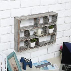 img 3 attached to 📦 MyGift 15-Inch Torched Wood Shadow Box Display Shelf: Versatile Freestanding & Wall Mountable with 9 Compartments