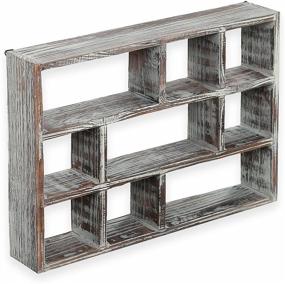 img 4 attached to 📦 MyGift 15-Inch Torched Wood Shadow Box Display Shelf: Versatile Freestanding & Wall Mountable with 9 Compartments