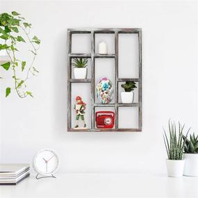 img 2 attached to 📦 MyGift 15-Inch Torched Wood Shadow Box Display Shelf: Versatile Freestanding & Wall Mountable with 9 Compartments