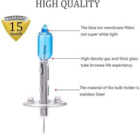 img 3 attached to H1 Halogen Headlight Bulb: High Beam with Super White Light (5000K) - P14.5S 12V/55W, 2 Pack, 1 Yr Warranty