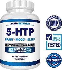 img 3 attached to Enhance Mood and Sleep with 5-HTP 200mg Plus Calcium – Arazo Nutrition 120 Capsules