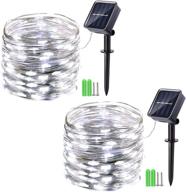 solar christmas lights - 2 packs of 49ft 150 led solar christmas fairy lights in white, 8 modes waterproof outdoor fairy lights for xmas tree, garden, yard, party - ideal outdoor christmas decorations логотип