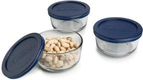 img 2 attached to Anchor Hocking 2-Cup Round Glass Food Storage Containers with Blue SnugFit Lids - 6-Piece Set: BPA and Lead-Free, Oven/Microwave/Fridge/Freezer Safe