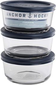 img 1 attached to Anchor Hocking 2-Cup Round Glass Food Storage Containers with Blue SnugFit Lids - 6-Piece Set: BPA and Lead-Free, Oven/Microwave/Fridge/Freezer Safe