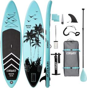 img 4 attached to 🏄 Cooyes 10'6" Inflatable Stand Up Paddle Board with Free Premium SUP Accessories & Backpack | Non-Slip Deck | Bonus Waterproof Bag, Leash, Paddle & Hand Pump
