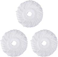 🧹 3-pack spin mop replacement heads - 360° microfiber refills for easy cleaning - round shape, standard size logo