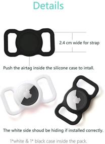 img 2 attached to 🐾 2Pack Silicone Case for Airtag Dog Collar Holder - Pet Strap Band Protective Cover, Slide On Clip Sleeve Compatible with Apple Airtag - Black & White