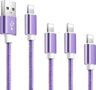 souina lightning cable 4pack (3ft 6ft 6ft 10ft) apple mfi certified iphone charger fast charging cable nylon braided iphone charger compatible with 12 pro 11 pro max 10 xr xs max 8 7 6 5-purple logo