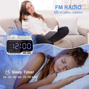 img 1 attached to Uplift Alarm Clock Radio Bluetooth Speaker with Battery Backup & Dimmer - FM Radio, Sleep Timer, Dual Alarms, Snooze, 2 USB Charging Ports, TF Card, Thermometer - Digital Clock for Bedroom (White)