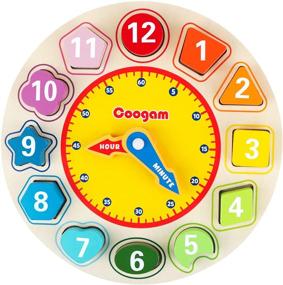 img 4 attached to 🕒 Coogam Wooden Shape Color Sorting Clock – Educational Time Teaching Toy for 1 Year Old Kids, Number Blocks Puzzle Stacking Sorter Jigsaw, Montessori Early Learning Gift