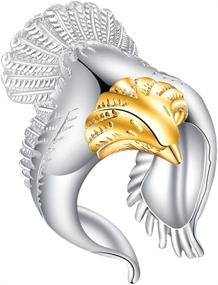 img 2 attached to 🦅 Adjustable Wide Band Gothic Jewelry Ring - MIXIA Retro Eagle Wings Open Ring - Enhance your Style