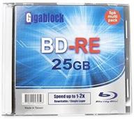 📀 gigablock rewritable blu-ray bd-re 25gb 1~2x: 5pcs logo printed blank media with jewel case - high-quality reusable storage solution logo