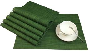 img 2 attached to Stain Resistant Placemats Set of 6 for Dining Table | PVC Kitchen Table Mats | Easy to Clean & Wipeable | Algae Green Color