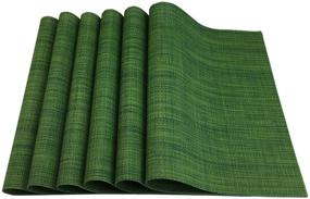 img 3 attached to Stain Resistant Placemats Set of 6 for Dining Table | PVC Kitchen Table Mats | Easy to Clean & Wipeable | Algae Green Color