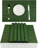 stain resistant placemats set of 6 for dining table | pvc kitchen table mats | easy to clean & wipeable | algae green color logo