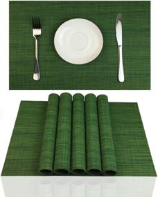 img 4 attached to Stain Resistant Placemats Set of 6 for Dining Table | PVC Kitchen Table Mats | Easy to Clean & Wipeable | Algae Green Color