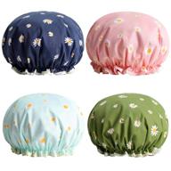 💦 waterproof double layered elastic shower cap, 4 pack bath cap for women - enhance your shower experience with these shower caps logo