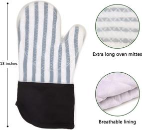 img 3 attached to 🔥 Joyhalo Silicone Oven Mitts: Heat Resistant up to 500 Degrees - Safe and Flexible Long Kitchen Mittens for Women, Ideal for Cooking & Baking - Black