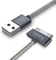 🔌 imkey premium 6.5 feet tangle-free braided usb to 30 pin sync data fast charging cable for samsung galaxy tab 2 10.1", 7.0", 7.7", 8".9" (gray) logo