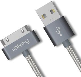 img 1 attached to 🔌 IMKEY Премиум 6.5 футов без путаницы оплетенный USB к 30-контактному кабелю синхронизации данных для быстрой зарядки для Samsung Galaxy Tab 2 10.1 ", 7.0", 7.7 ", 8".9 "(Серый)