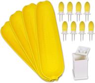 🌽 recoil corn cob holders skewers bbq twin prong holders set - includes 8 holders, 4 dishes & butter spreader logo