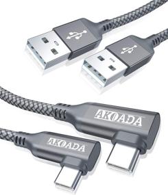 img 4 attached to 🔌 2-пакет, кабель USB C 10ft с прямым углом - Akoada Быстрая зарядка, плетеный кабель USB A к USB Type C для Samsung Galaxy S20 S10 S10e S9 S8 Plus Note 10 9 8, LG G8 G7 V40 V20 V30, GoPro Hero 7 6 5 (Серый)