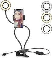 upgrade your selfie game: selfie ring light with flexible cell phone holder bracket desk lamp led light for live broadcast/makeup - perfect for youtube, tiktok & photography! compatible with mobile phones (upgraded) logo