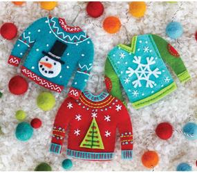 img 1 attached to 🎄 Dimensions Needlecrafts Felt Applique Christmas Sweater Ornament Craft Kit, 3-Piece Set - Create Festive DIY Holiday Decorations!