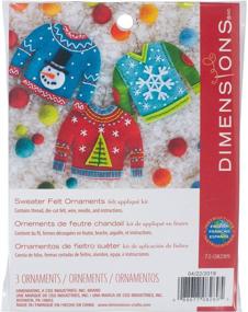 img 4 attached to 🎄 Dimensions Needlecrafts Felt Applique Christmas Sweater Ornament Craft Kit, 3-Piece Set - Create Festive DIY Holiday Decorations!