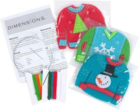 img 2 attached to 🎄 Dimensions Needlecrafts Felt Applique Christmas Sweater Ornament Craft Kit, 3-Piece Set - Create Festive DIY Holiday Decorations!