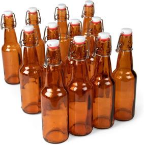 img 4 attached to 🍺 Amber Glass Grolsch Beer Bottles – Airtight Seal with Swing Top/Flip Top Stoppers - Supplies for Home Brewing & Fermenting of Alcohol, Kombucha Tea, Wine, Homemade Soda (12-pack) - 11 oz.