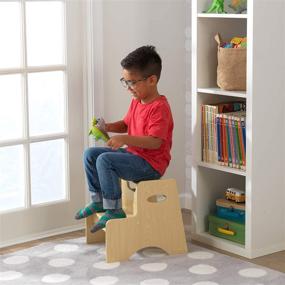 img 3 attached to 🪑 KidKraft Wooden Two-Step Children's Stool with Handles - Natural: The Perfect Gift for Ages 3-8