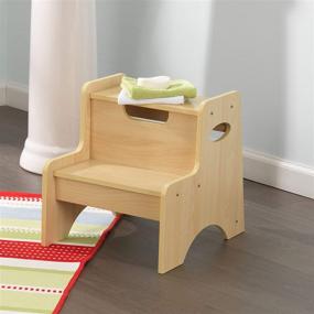 img 2 attached to 🪑 KidKraft Wooden Two-Step Children's Stool with Handles - Natural: The Perfect Gift for Ages 3-8