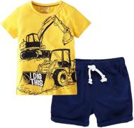 hzxvic cotton toddler boy clothes, summer outfits set with short sleeve t-shirt and pants for kids (2-7t) logo