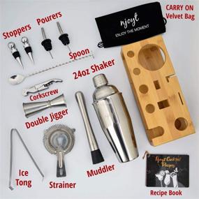 img 2 attached to 🍸 Njoyt Bartender Set with Stand - The Ultimate Luxury Giftable Cocktail Shaker Kit for Home Bartending | Stylish 14-Piece Bar Set with Gift Box | Martini Shaker Set, Bar Kit & More