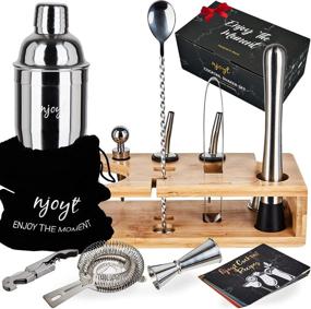 img 4 attached to 🍸 Njoyt Bartender Set with Stand - The Ultimate Luxury Giftable Cocktail Shaker Kit for Home Bartending | Stylish 14-Piece Bar Set with Gift Box | Martini Shaker Set, Bar Kit & More