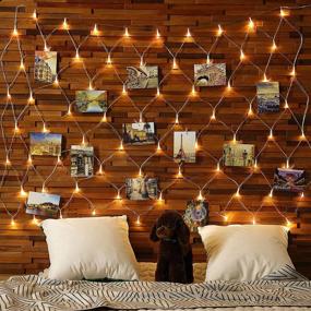 img 4 attached to 🎄 Christmas Fairy Lights with 25 Clips | 75 LED Net Photo Clips String Light | Remote Controlled | 3.3x3.3 Ft | 8 Modes | USB Operated| Cards Photo Hanging Display | Home Bedroom Indoor Wall Decoration | Warm White