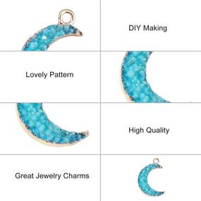 img 1 attached to 50pcs SkyBlue Druzy Resin Charms with Edge Light Gold Plated Moon Charms - DanLingJewelry - 24x15.5mm - Perfect for DIY Jewelry Making Crafts