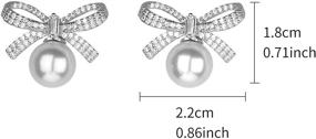 img 1 attached to 💎 Silver Ribbon Bow Crystal Rhinestones White Pearl Stud Earrings by Jones New York