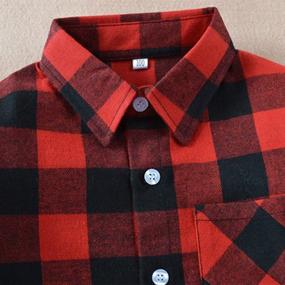 img 1 attached to Sleeve Button Flannel Shirt for Boys (Red/Black, 9-10 Years) - Tops, Tees, & Clothing