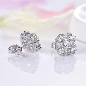 img 3 attached to GULICX White Gold Tone White Cubic Zirconia 🌟 Rhinestone Vogue Square Stud Earrings: Timeless Elegance for Every Look
