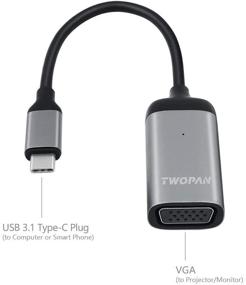 img 1 attached to TWOPAN USB C Hub - адаптер типа-C с VGA и алюминиевым корпусом для MacBook Pro, монитора, проектора, ноутбука Yoga, Chromebook - улучшение подключения!