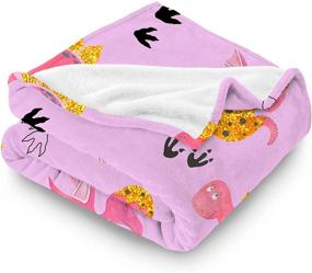 img 2 attached to Tailms Cute Animal Kids Blanket - Pink Dinosaur Print for Boys and Girls | Soft Flannel Throw Blanket for Sofa, Chair, Bed, Office, Camping | 50x40 Inches