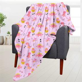 img 3 attached to Tailms Cute Animal Kids Blanket - Pink Dinosaur Print for Boys and Girls | Soft Flannel Throw Blanket for Sofa, Chair, Bed, Office, Camping | 50x40 Inches